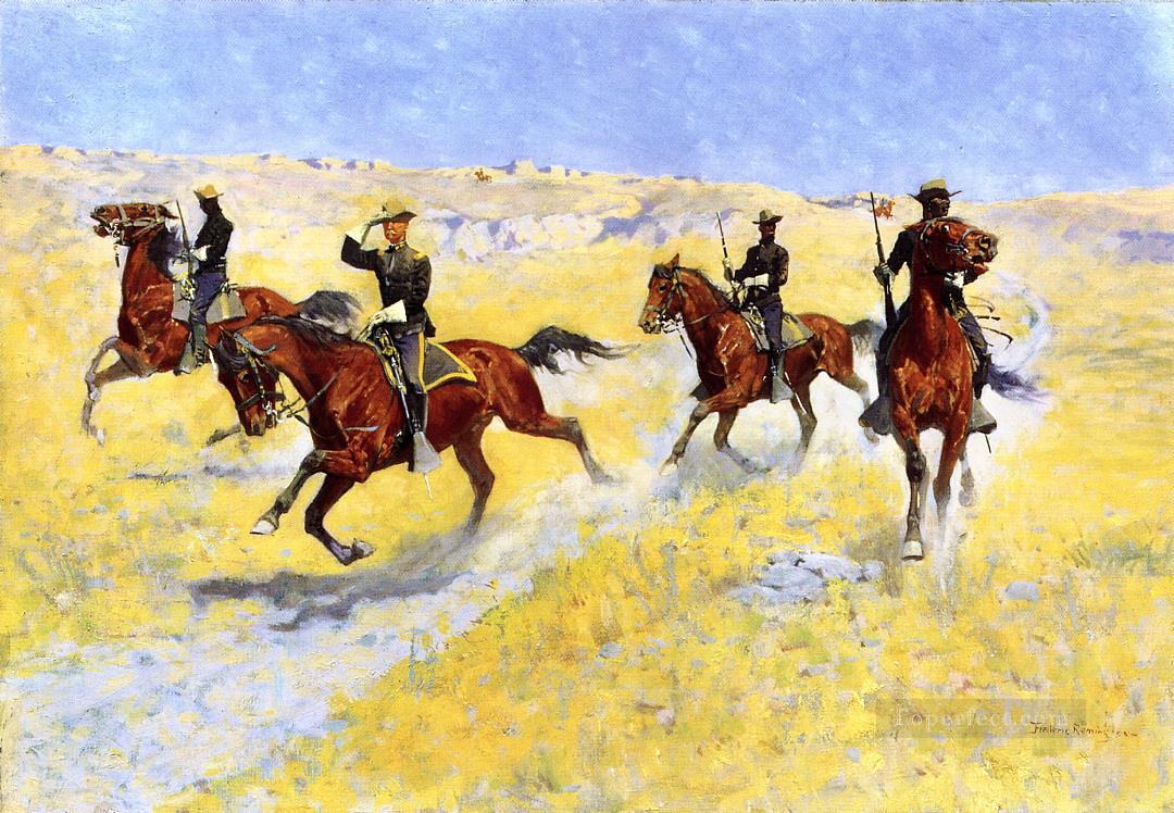 El avance 1898 Frederic Remington vaquero de Indiana Pintura al óleo